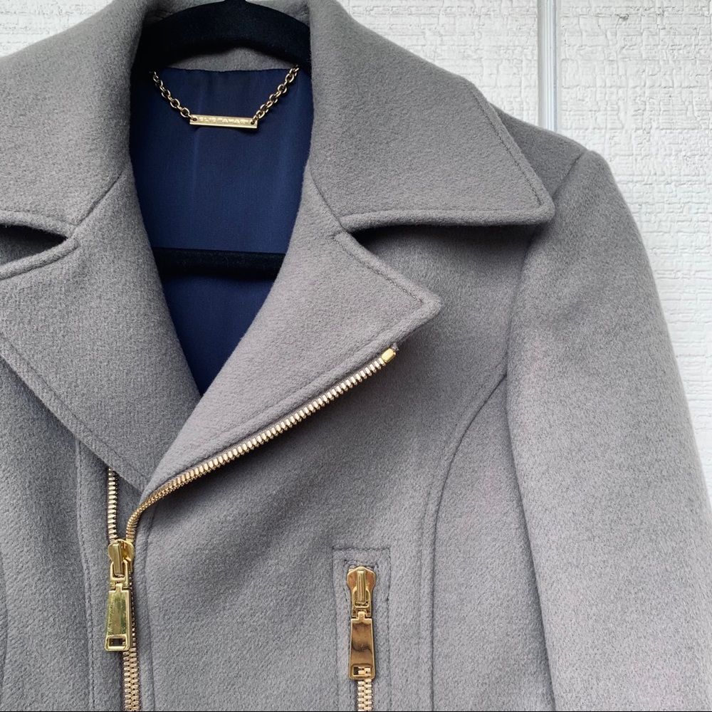 Elie Tahari Grey Wool Moto Jacket